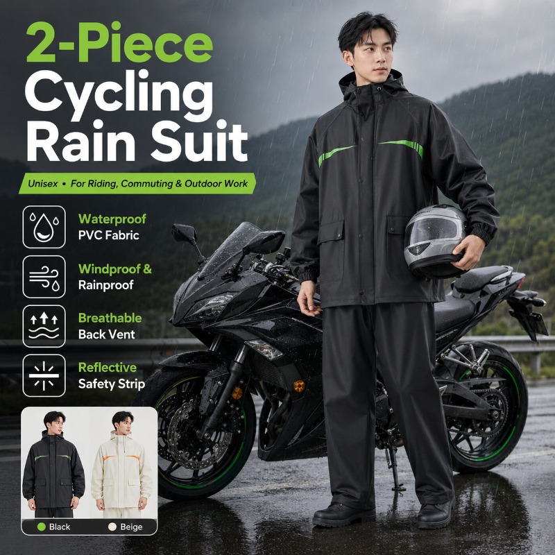 Cycling Rain Jacket Commute - Completo Impermeabile da Ciclismo Unisex in