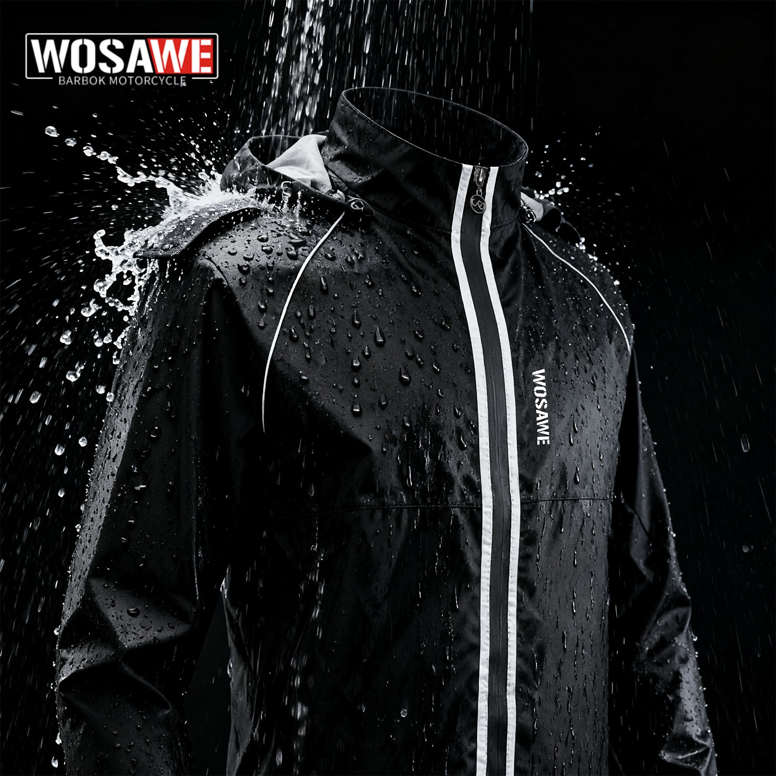 Cycling Rain Jacket Commute - WOSAWE Giacca antipioggia riflettente per moto